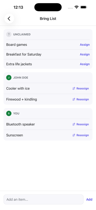 Bring list screen in Hostly