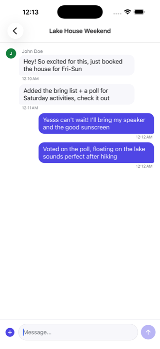 Group chat screen in Hostly